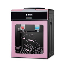 家用饮水机台式小型可制冷制热迷你型冷热两用宿舍桌面即热式饮水 玫瑰金带玻璃门豪华款 温热