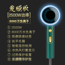 德国发廊电吹风机家用大功率负离子护发静音冷热风理发店专用风筒 暗夜绿-发膜版-2500W (带智能光圈)