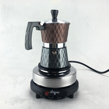摩卡壶意大利品质经典铝制咖啡壶萃取浓油脂办公家用多款可选 砂光棕(三杯份)+500W电炉