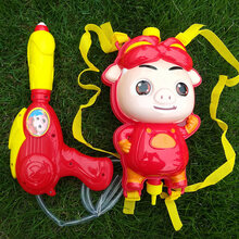 儿童卡通造型背包水枪玩具抽拉式大容量男孩宝宝滋水枪小孩喷呲水 背包式猪猪水枪 标准配置