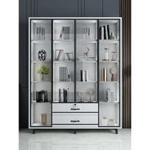 落地书柜玻璃书橱储物柜书架展示柜储藏柜杂物柜带门收纳柜 定制联系客服 1.2-1.4米宽