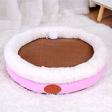 【四季通用 下单带凉席】猫窝狗窝加大号加深猫垫子狗垫子中小型犬猫咪泰迪比熊宠物窝猫睡袋猫床用品 粉色L号（15斤猫咪/10斤狗狗）