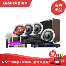 Qisheng/奇声 5.1吸顶音响家用家庭影院音箱套装 专业客厅KTV天花喇叭无线蓝牙语音点歌机 旗舰版+发烧KTV无线话筒+网络点歌机+语音遥控