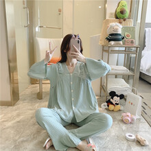 十月结晶同款 月子服5月份纯棉产后哺乳孕妇睡衣6夏季薄款7大码产妇喂奶8春秋9 8263绿色 我们承诺100%纯棉品质