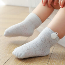 婴儿袜子薄款网眼宝宝袜男童女童卡通短袜棉袜婴幼儿新款夏季 小兔款4双 M码(1-3岁)