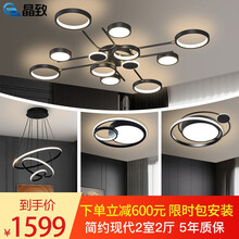 晶致【套餐包安装】灯具套餐三室两厅现代简约轻奢led北欧客厅房间吊灯个性创意新中式卧室新款全屋灯饰 套餐K-8+4头100w两室两厅-全套三色包安装