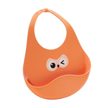 gb好孩子硅胶围兜婴儿围嘴宝宝吃饭围兜大号防水 阳光橙