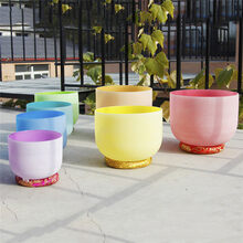 彩色水晶钵佛音碗8-14英寸音乐钵颂钵音疗瑜伽打通脉轮喜马拉雅山雨乐器 8-14套装