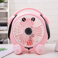 悦静风扇卡通小电风扇迷你学生宿舍床上台式办公室家用插电可爱小风扇 粉色音乐狗 自带线1.5米