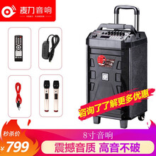 麦力音响M11户外网红音响带无线话筒直播舞台演出移动拉杆广场舞音箱 黑色M-0811(双话筒标配)