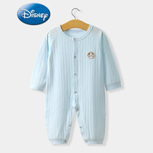 迪士尼(Disney)婴儿连体衣春秋纯棉长袖秋冬打底秋装宝宝哈衣爬服睡衣新生儿衣服清仓正品 春秋款-蓝色闭档 90cm