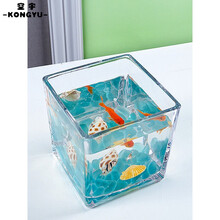 空宇KongYu 小鱼缸水族箱客厅小型桌面创意家用水晶玻璃生态迷你金鱼缸方形 12X12方缸（空缸）