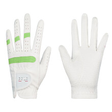 POLO GOLF 高尔夫球手套 儿童韩版防滑超纤布透气撞色男女童手套1双装 白绿 M码