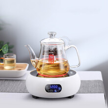 诺洁仕（LOCUS）电陶炉茶炉家用功夫热泡蒸煮烧水炉迷你不挑玻璃陶瓷铁壶光波电磁炉机器 瓷白色茶炉+1000ml玻璃壶E款(蒸茶)