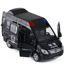 嘉业1:32仿真大众朗逸公安警车四开门声光回力合金车模型儿童玩具 嘉业特警特警车VB32463D