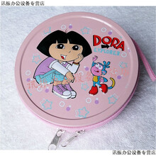 车载CD包 卡通DVD光盘包 家用碟片收纳盒创意铁盒汽车光盘碟片袋 朵拉-24片装