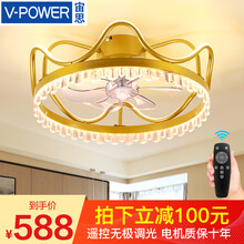 宙思 轻奢吸顶风扇灯创意卧室北欧简约皇冠电风扇水晶吊扇灯吊灯灯具 水晶吸顶款 水晶吸顶款 三色无极可调+带遥控