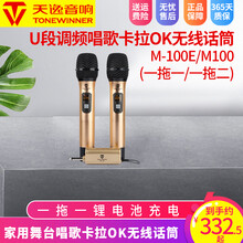 天逸M-100无线话筒一拖二天逸M-100E无线话筒一拖一卡拉OK无线话筒U断KTV演唱会议无线麦克 天逸M-100（一拖二）
