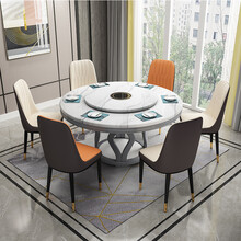 全森亦品大理石圆桌餐桌带转盘家用饭桌轻奢圆形实木餐桌椅组合意式圆餐桌 1.2米单桌+转盘 颜色留言