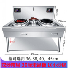 商用大功率双头电磁猛火灶炉凹面三相电厨房设备15kw双眼电炒锅 聚力(J)专卖 双炒单尾300晶版含小炒锅 12000W