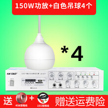 先科S-5壁挂式吊球 音响天花吸顶喇叭挂壁吊顶餐厅挂墙店铺吊挂音箱咖啡厅悬挂超市背景音乐系统功放明装 150W功放+4个吊球（白色）