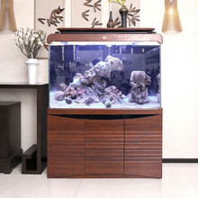 闽江(minjiang)鱼缸水族箱免换水客厅生态造景超白金龙鱼缸办公室大型玻璃屏风水族箱乌龟缸金鱼缸 中式胡桃木（信款） 1.2米40宽155高（靠墙款）