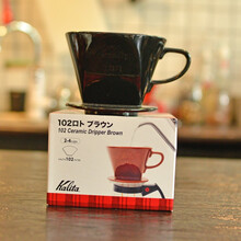 日本kalita卡莉塔手冲咖啡壶套装滤杯陶瓷过滤器滴漏式滤纸分享壶 102黑色 2-4人用