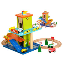 木质磁性轨道套装儿童拼搭木头轨道电动玩具火车 停车场轨道 官方标配