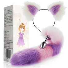 女性成人性用品sm情趣玩具肛塞尾巴拉珠调教夫妻房事用品性辅助工具 SM后庭肛塞狐狸猫尾巴+紫色狐狸耳朵