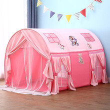 儿童床上帐篷游戏屋室内上下床双层床幔防摔装饰男孩女孩分床神器生日礼物抖音网红同款 加高网纱公主窗帘款