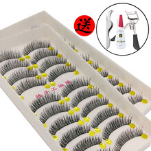 纯手工假睫毛套装浓密自然纤长假眼睫毛十对装H 两盒睫毛+胶水+镊子+睫毛夹