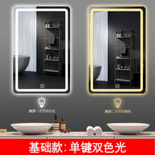 浴室镜 卫生间浴室镜子挂墙洗手间led带灯防雾智能镜子触摸屏厕所发光镜特司罗 （款式二）双色光+单触摸 600mm*800mm