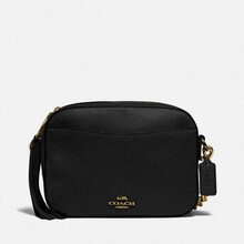 蔻驰 COACH 奢侈品 女士专柜款抛光粒面皮革相机包单肩斜挎包黑色21号小号 29411 LIBLK