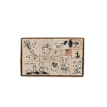 ins抖音同款复古木质印章套装组合 多功能英文数字月份手帐基础素材 小王子系列12枚