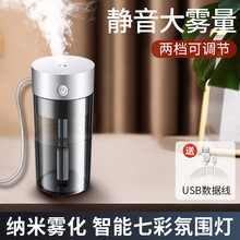 卡西道夫加湿器家用迷你卧室静音空气加湿净化usb器车载小型便携办公室桌面大雾量婴儿孕妇室内学生宿舍用 【布鲁灰】两档加湿 七彩氛围灯+送 usb线
