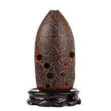 踏古陶埙10孔十孔宽音域超吹低音咪到高音咪高3埙笔筒双腔红陶专业演奏陶埙 G调 石头纹（推荐左起西安指法）