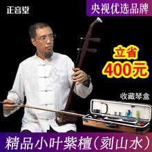 正音堂 精品紫檀二胡乐器 手工专业演奏非洲小叶紫檀二胡考级二胡苏州民族乐器胡琴 精品紫檀二胡(刻山水)+高档琴盒
