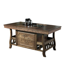 茶桌椅组合实木功夫茶几新中式小茶台家用喝泡茶桌茶具套装一体 锐衡 仿古色单桌 组装