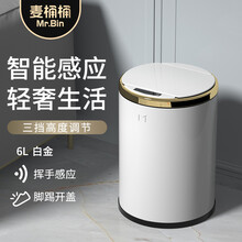 麦桶桶白色垃圾桶智能轻奢只能感性电子特加厚触摸多功能感应式充电 MUSE白金6L【感应开盖】