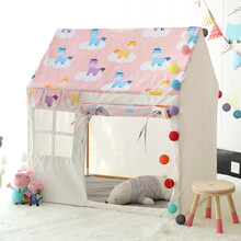 北欧ins儿童室内帐篷男女宇航员实木游戏屋玩具床公主小房子城堡生日礼物抖音网红同款 【实木】小号独角兽 送星星灯彩旗垫子