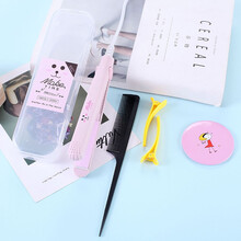 乾越卷发棒卡通电夹板直发器卷发棒迷你拉直卷两用不伤发内扣空气刘海直板夹 浅粉+收纳盒 镜子三件套