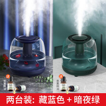REMAX加湿器香薰机精油喷雾家用卧室办公室桌面小型迷你大雾量空气净化床头保湿器宿舍学生孕妇婴儿倍为 2台装：暗夜绿+藏蓝色
