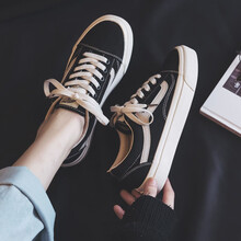 飞耀帆布鞋女韩版低帮平底系带学生板鞋女新款女士休闲鞋isn港风潮鞋 6056黑色 37