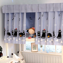 瑞齐 2021新款床帘布艺上铺中大学生物理遮光透气下铺男女生寝室卡通无味帘子遮光帘蚊帐另售支架 小黑猫1片帘子 (薄款)1.35米高