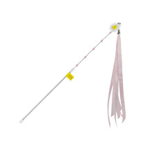 田田猫钢丝杆花朵型波点丝带串珠逗猫棒猫咪逗猫杆猫玩具猫用品 粉色