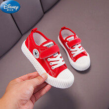 迪士尼男童帆布鞋透气儿童鞋子2021夏季新款布鞋潮童板鞋网面女童小白鞋 红色 25码内长17CM