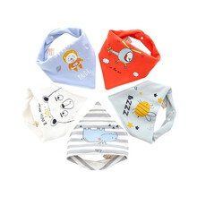 班杰威尔（BANJVALL） 婴儿口水巾宝宝三角巾纯棉印花新生婴儿童口水巾头巾围嘴兜围 蓝色河马 5条装