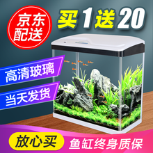 sobo/松宝 鱼缸水族箱 免换水小型迷你生态桌面金鱼缸 鱼缸造景浮法玻璃鱼缸带灯过滤器三合一水泵 300-官方标配 【无造景】 + 养鱼大礼包