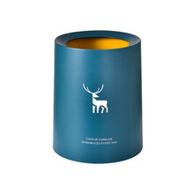 美丽新 桌面垃圾桶 双层圆形 家用客厅卧室厨房卫生间 办公室 无盖纸篓 中号北欧蓝