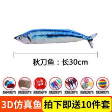 猫玩具猫薄荷鱼抱枕宠物磨牙猫薄荷逗猫棒老鼠小猫抱枕仿真鱼鲫鱼 刀鱼30cm【送十件套】带拉链升级